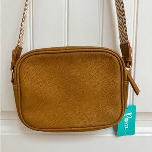 NWT Peace of Mind Vegan Leather Mustard Yellow Cross Body Bag w Adjustable Strap